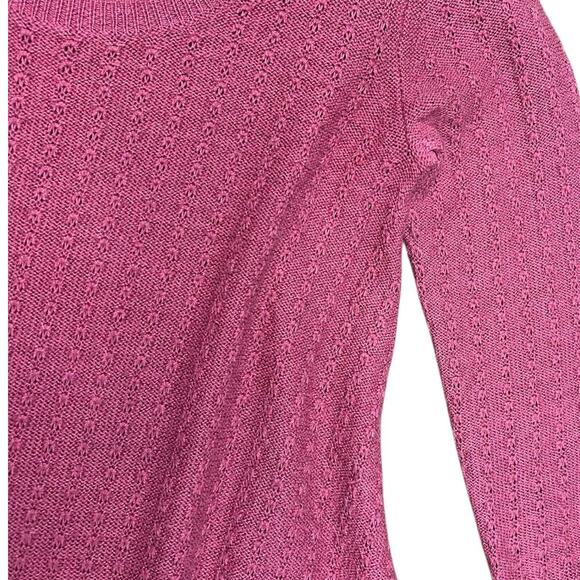 American Eagle Sweater Dress Mauve 3/4 Sleeve Pointelle Knit Mini size Medium - Picture 6 of 8